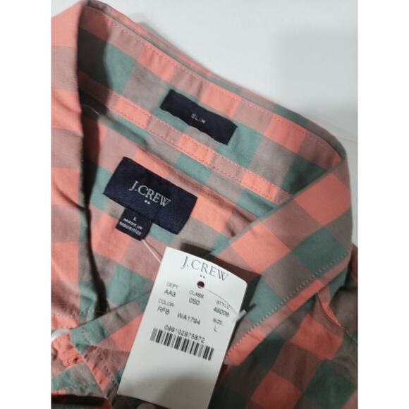 J Crew Shirt Mens Medium Slim Fit Pink Mango Orange Long Sleeve Button Large - Picture 4 of 10